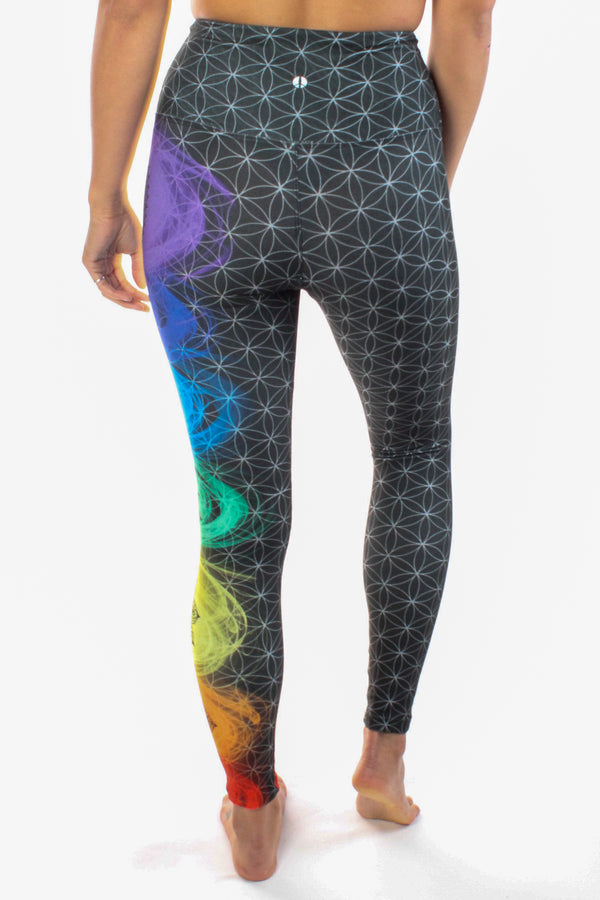 Flower of Life Leggings for Women, Leggings With Ruched Ankle
